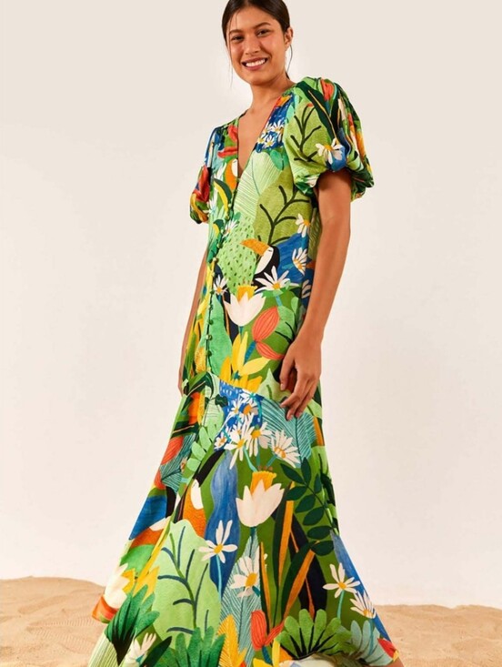 FARM Rio Dresses & Skirts - Farm Rio Vintage Toucans Button Down Midi Dress